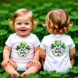 Born Lucky for Clover-Covered Cuties Baby Strampler