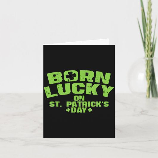 Born Lucky On St Patricks Day Shirt Birthday Boy G Karte (Vorderseite)