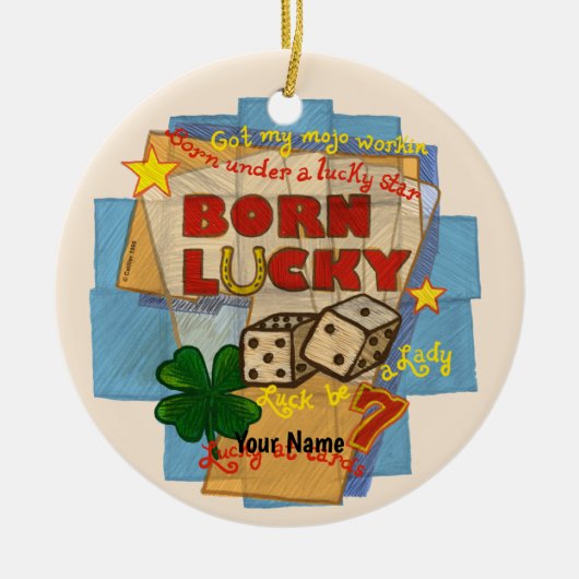 Born Lucky poker Keramik Ornament (Vorne)