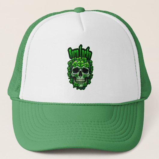 Born Lucky Skull St Patrick’s Day - boné Truckerkappe (Vorderseite)