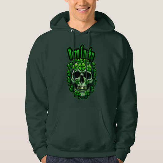 Born Lucky Skull St Patrick’s Day - camiseta Hoodie (Vorderseite)