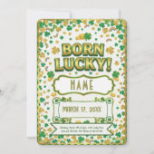 Born Lucky St. Patrick’s Day Birthday Invitation Karte (Vorderseite)