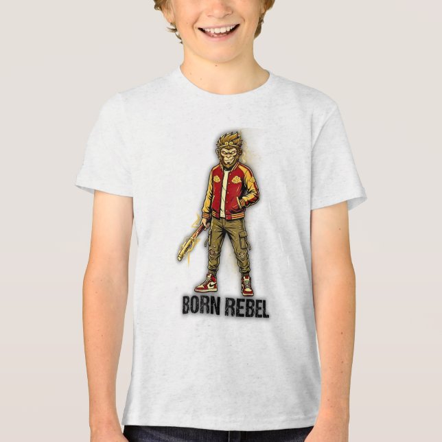 Born Rebel Monkey Gunner Tri-Blend Shirt (Vorderseite)
