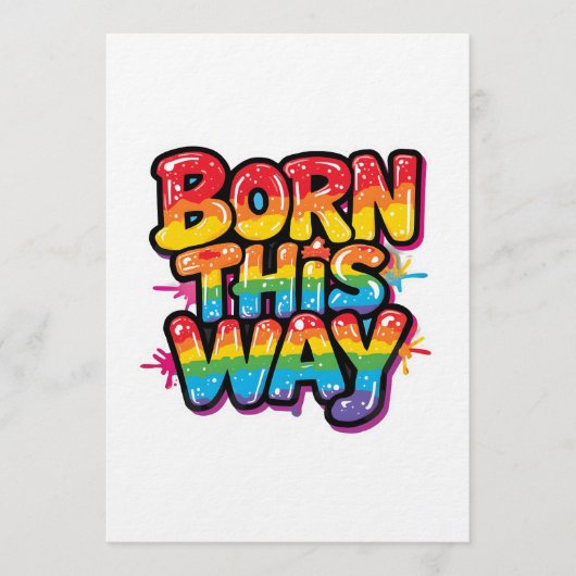 Born This Way – Bold Rainbow Pride Quote for LGBTQ Einladung (Vorderseite)