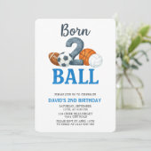 Born To Ball Sports Second Birthday Einladung (Stehend Vorderseite)