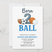Born To Ball Sports Second Birthday Einladung (Vorderseite)