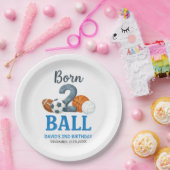 Born To Ball Sports Second Birthday Pappteller (Party)