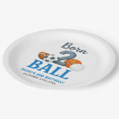 Born To Ball Sports Second Birthday  Pappteller (Schrägansicht)