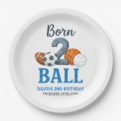 Born To Ball Sports Second Birthday  Pappteller (Vorderseite)