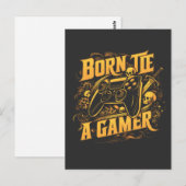 Born To Be A Gamer Skull Controller Art Postkarte (Vorne/Hinten)
