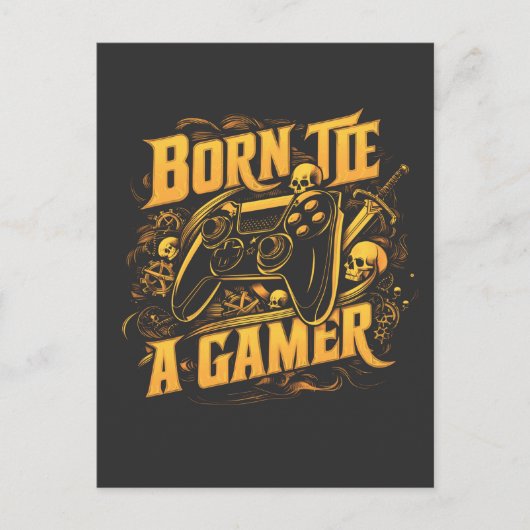 Born To Be A Gamer Skull Controller Art Postkarte (Vorderseite)