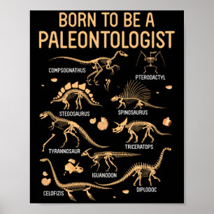 Born to be a PALEONTOLOGIST Skeleton Dinosaurs Poster