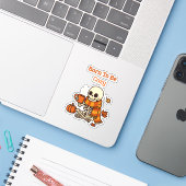 BORN TO BE COZY – Skelett Aufkleber (Laptop mit iPhone)