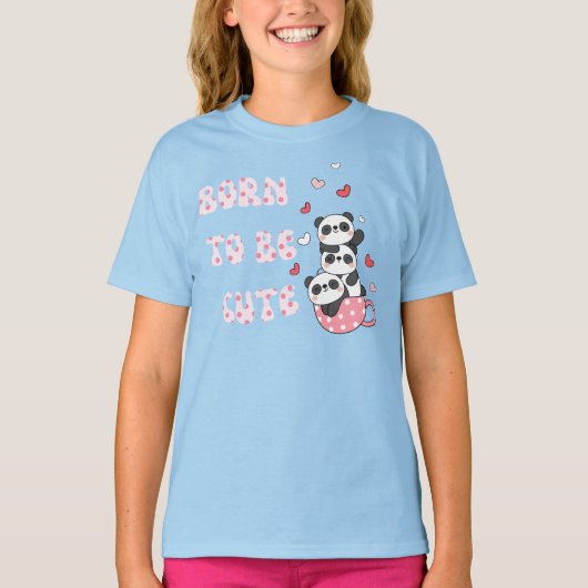 Born to Be Cute – Adorable Panda Stack Kids T-Shirt (Vorderseite)