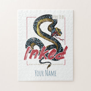 Born To Be Inked Tattoo-Design Vintage-Schlange Puzzle