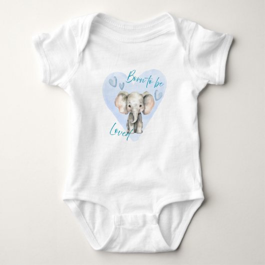 Born to Be Loved – Cute Elephant Baby Bodysuit Baby Strampler (Vorderseite)