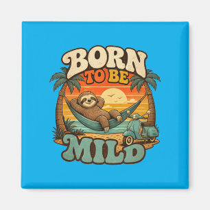 Born To Be Mild Lustiger Retro-Faultier-Urlaub S Magnet