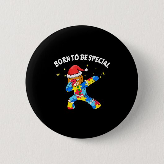 Born To Be Special Dabbing Gingerbread Man Christm Button (Vorderseite)