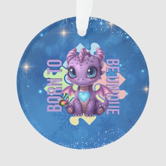 Born to Be Unique Cute Dragon - Autism Awareness Ornament (Vorderseite)