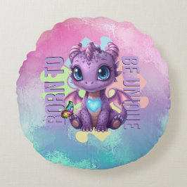 Born to Be Unique Cute Dragon - Autism Awareness Rundes Kissen