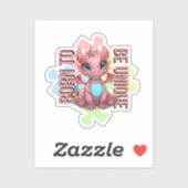 Born to Be Unique Cute Pink Dragon– Inspirational  Aufkleber (Blatt)