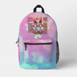 Born to Be Unique Cute Pink Dragon– Inspirational Bedruckter Rucksack