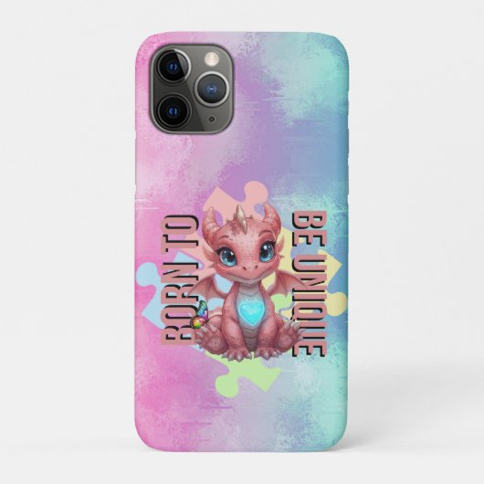 Born to Be Unique Cute Pink Dragon– Inspirational  Case-Mate iPhone Hülle (Rückseite)