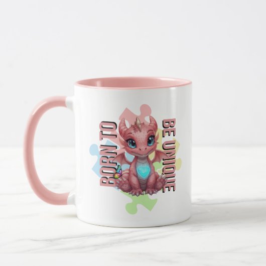 Born to Be Unique Cute Pink Dragon– Inspirational Tasse (Links)