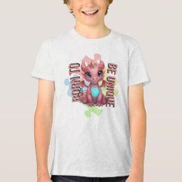 Born to Be Unique Cute Pink Dragon– Inspirational Tri-Blend Shirt