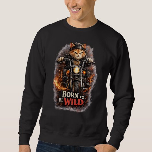 Born to Be Wild – Biker Cat Graphic Sweatshirt (Vorderseite)