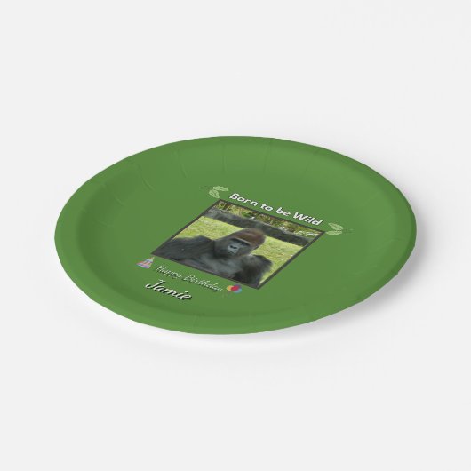 Born to Be Wild Gorilla Birthday Fun Pappteller (Schrägansicht)