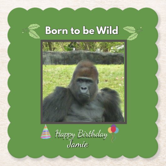 Born to be Wild Gorilla Birthday Untersetzer (Vorderseite)