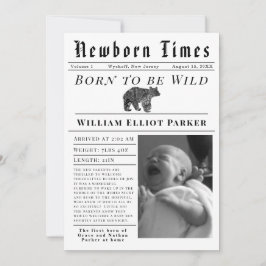 Born to be Wild Newborn Times Birth Announcement Ankündigung