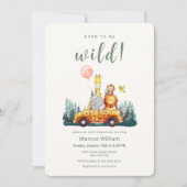 Born To Be Wild Safari Animals Baby Shower  Einladung (Vorderseite)