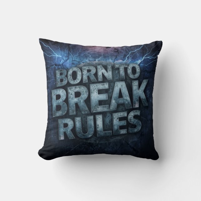 Born to Break Rules - Bold 3D Grunge Typography De Kissen (Vorderseite)