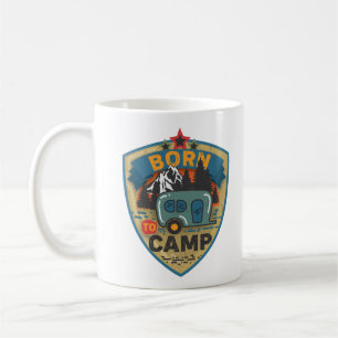 Born To Camp Retro Vintage Kaffeetasse