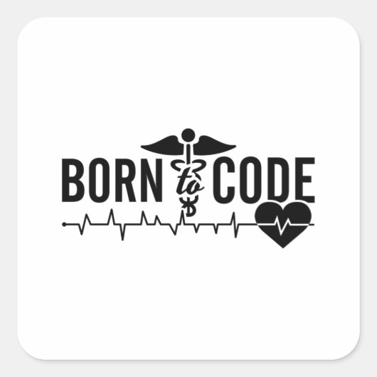Born To Code Medical Coder Programmer ICD Coding Quadratischer Aufkleber (Vorderseite)
