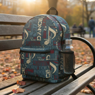 Born to Dance Blau/Rot/Gold ID277 Bedruckter Rucksack