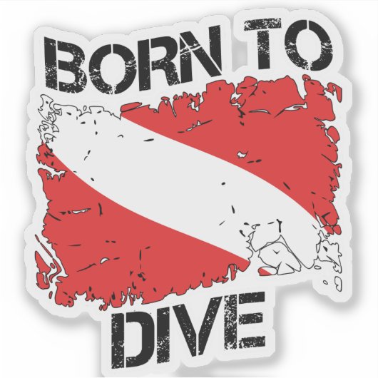 Born to Dive weathered dive flag sticker (Vorderseite)