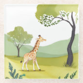 Born to Explore | Giraffe-Aquarellmalerei Glasuntersetzer (Vorderseite)