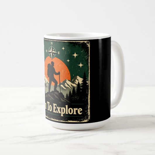 Born To Explore – Natürlicher Wilder Explorer Kaffeetasse (VorderseiteRechts)