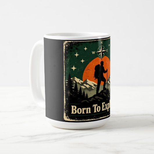 Born To Explore – Natürlicher Wilder Explorer Kaffeetasse (Vorderseite Links)