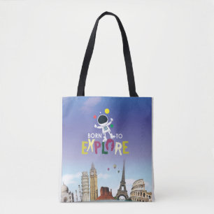 Born to Explore Süße Astronauten-Abenteuer-Denim Tasche