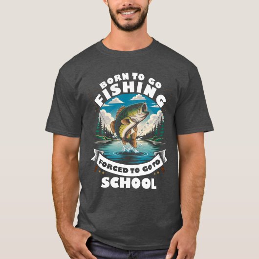 Born to Fish Funny Youth Outdoor T-Shirt (Vorderseite)
