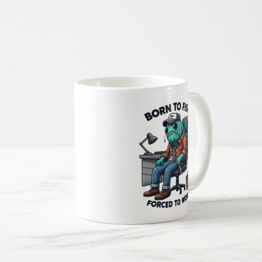 Born to Fish, Work Mug Kaffeetasse (VorderseiteRechts)