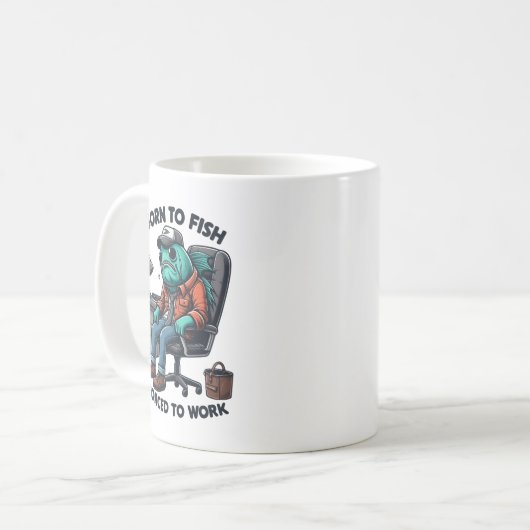 Born to Fish, Work Mug Kaffeetasse (Vorderseite Links)