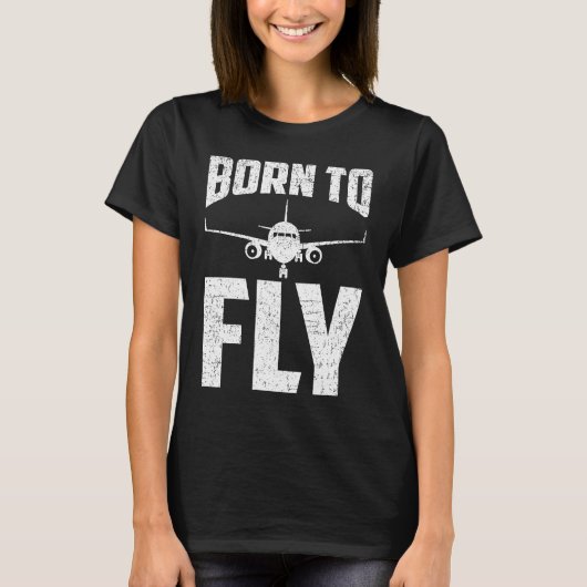 Born to Fly Airplane Aviation Pilot Aeroplane Men  T-Shirt (Vorderseite)