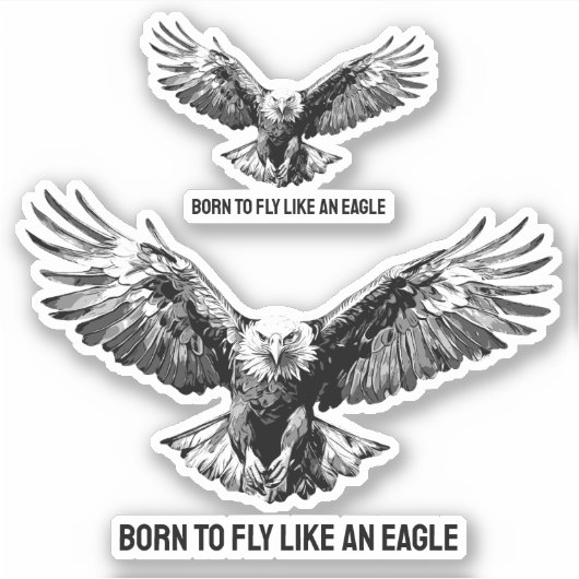 Born to Fly Bald Eagle Custom-Cut Vinyl Sticker (Vorderseite)
