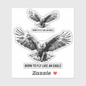 Born to Fly Bald Eagle Custom-Cut Vinyl Sticker (Blatt)