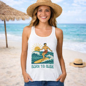 Born To Glide California Surfer Retro Graphic Surf Tank Top